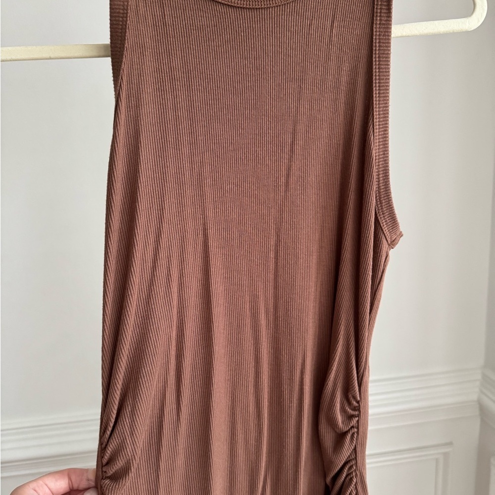 Heart & Hips Maternity Chocolate Brown Sleeveless Ribbed Dress Size Small - Picture 4 of 6